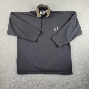 Vintage Umen Shirt Mens Small Black Polo Embroidered Logo 90s Preppy‎ Baggy